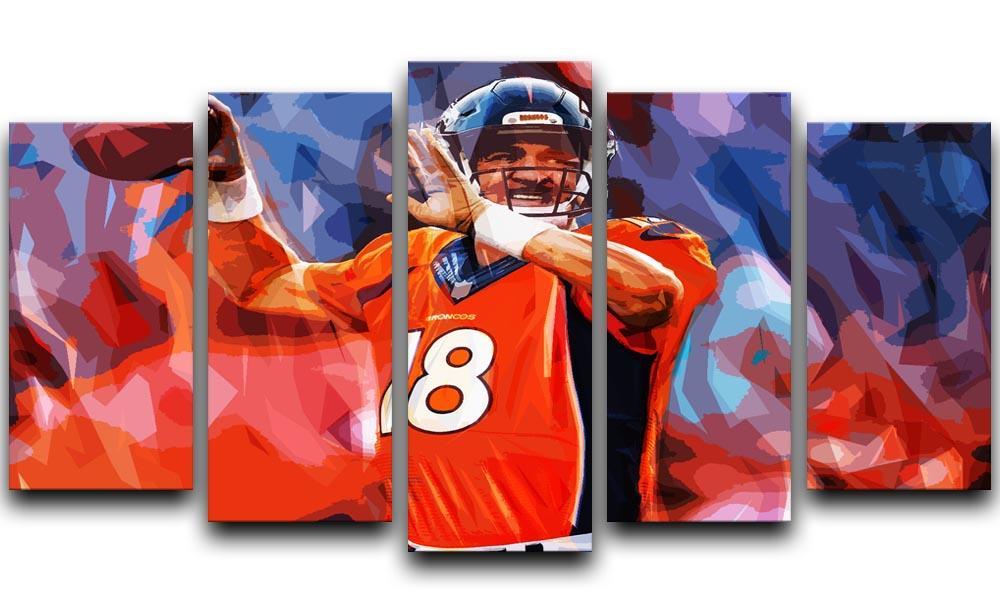 Peyton Manning Denver Broncos 5 Split Panel Canvas  - Canvas Art Rocks - 1