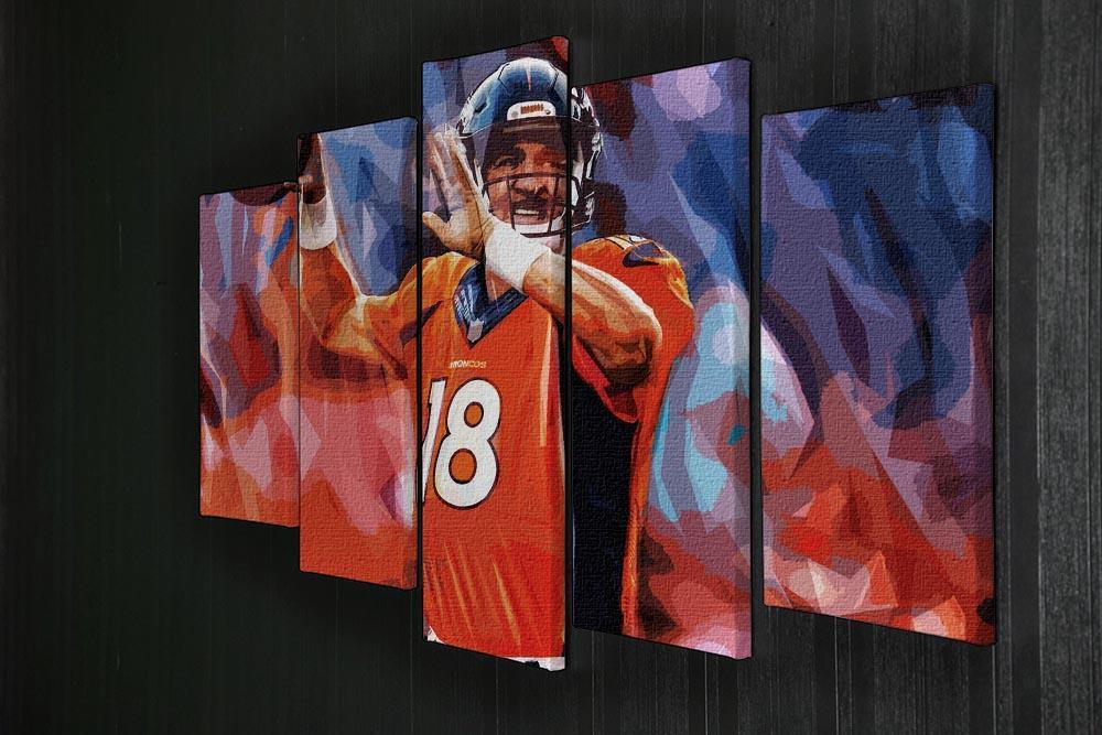 Peyton Manning Denver Broncos 5 Split Panel Canvas - Canvas Art Rocks - 2