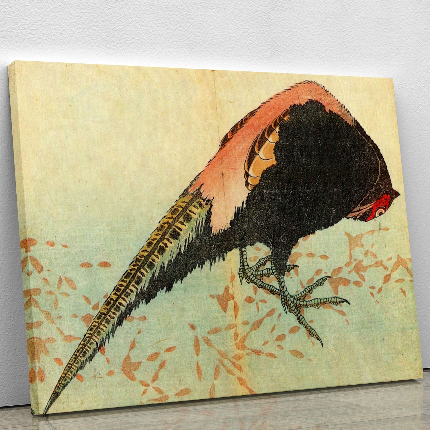 Pheasant on the snow by Hokusai Canvas Print or Poster - Canvas Art Rocks - 1