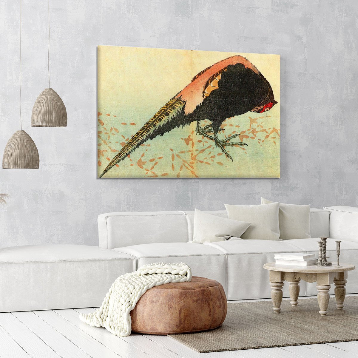 Pheasant on the snow by Hokusai Canvas Print or Poster