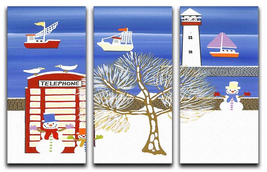 Phone box in winter by Gordon Barker 3 Split Panel Canvas Print - Canvas Art Rocks - 1