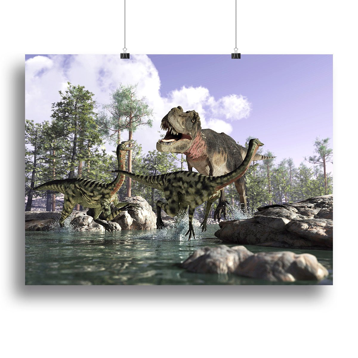 Photorealistic 3 D scene of a Tyrannosaurus Rex Canvas Print or Poster