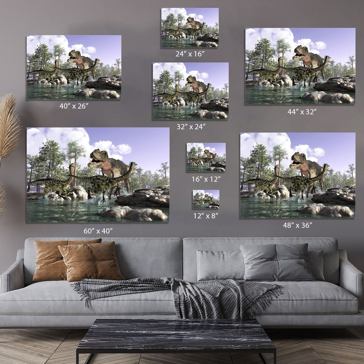 Photorealistic 3 D scene of a Tyrannosaurus Rex Canvas Print or Poster