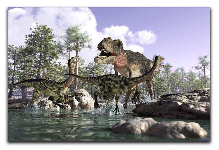 Photorealistic 3 D scene of a Tyrannosaurus Rex Canvas Print or Poster  - Canvas Art Rocks - 1