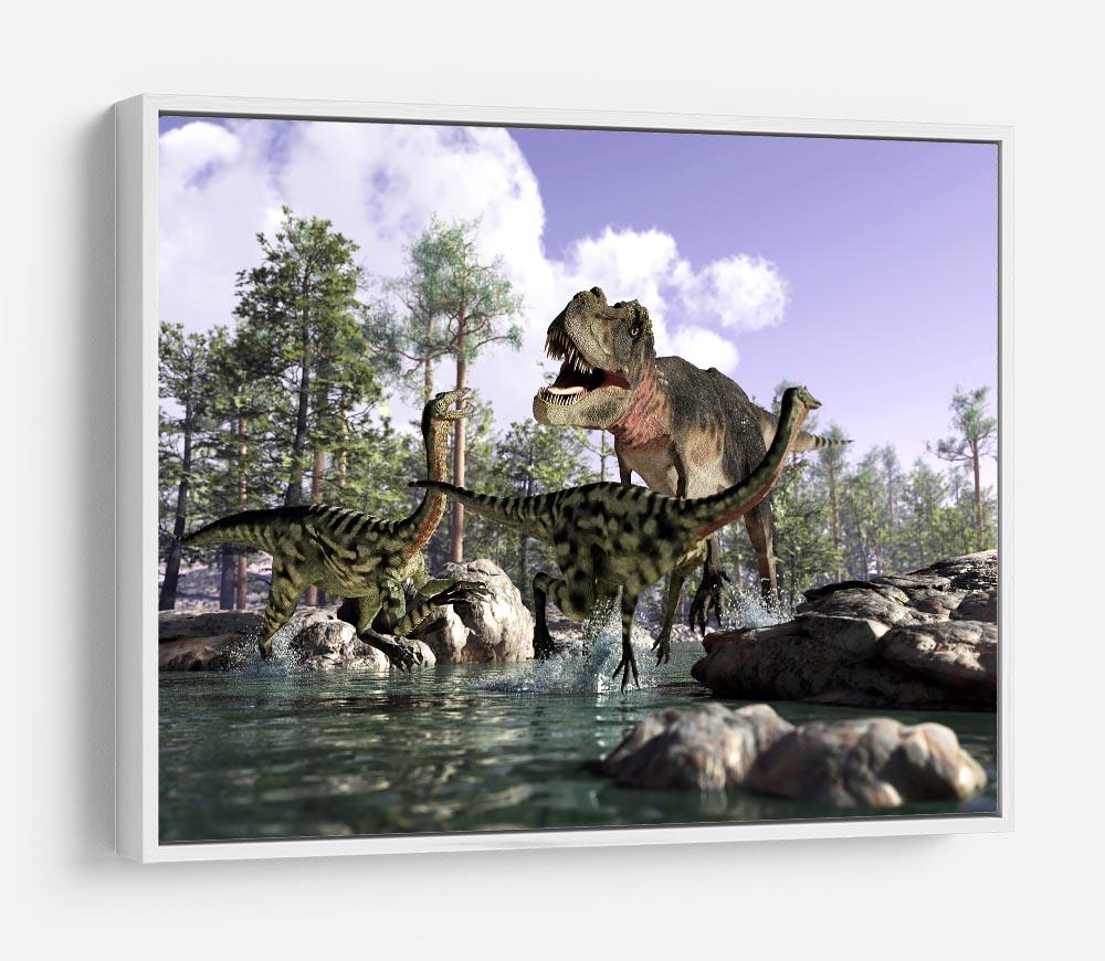 Photorealistic 3 D scene of a Tyrannosaurus Rex HD Metal Print