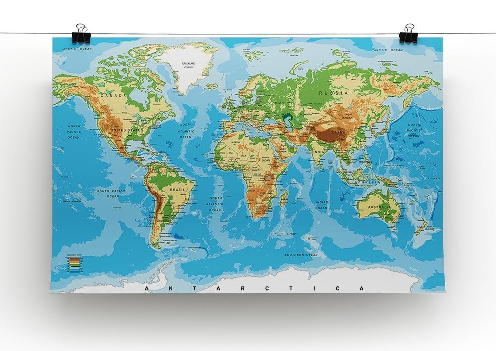 Physical map of the world Canvas Print or Poster - Canvas Art Rocks - 2