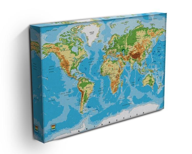 Physical map of the world Canvas Print or Poster - Canvas Art Rocks - 3