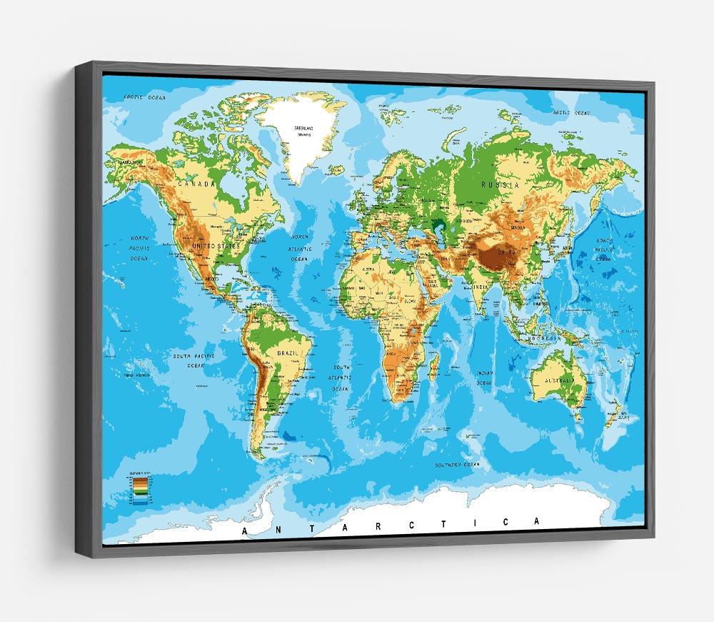 Physical map of the world HD Metal Print