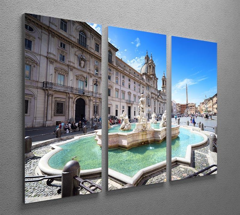 Piazza Navona 3 Split Panel Canvas Print - Canvas Art Rocks - 2