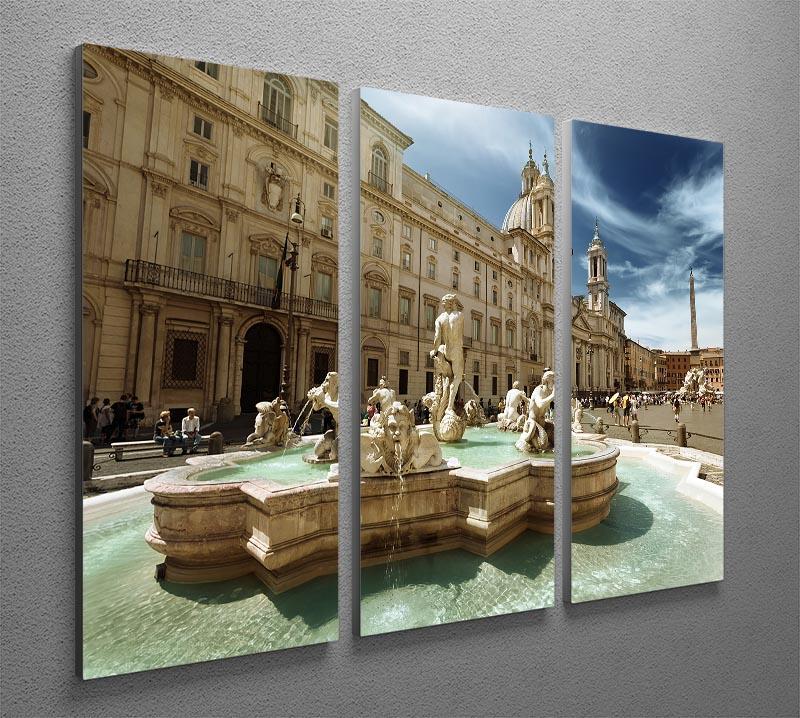 Piazza Navona Rome 3 Split Panel Canvas Print - Canvas Art Rocks - 2