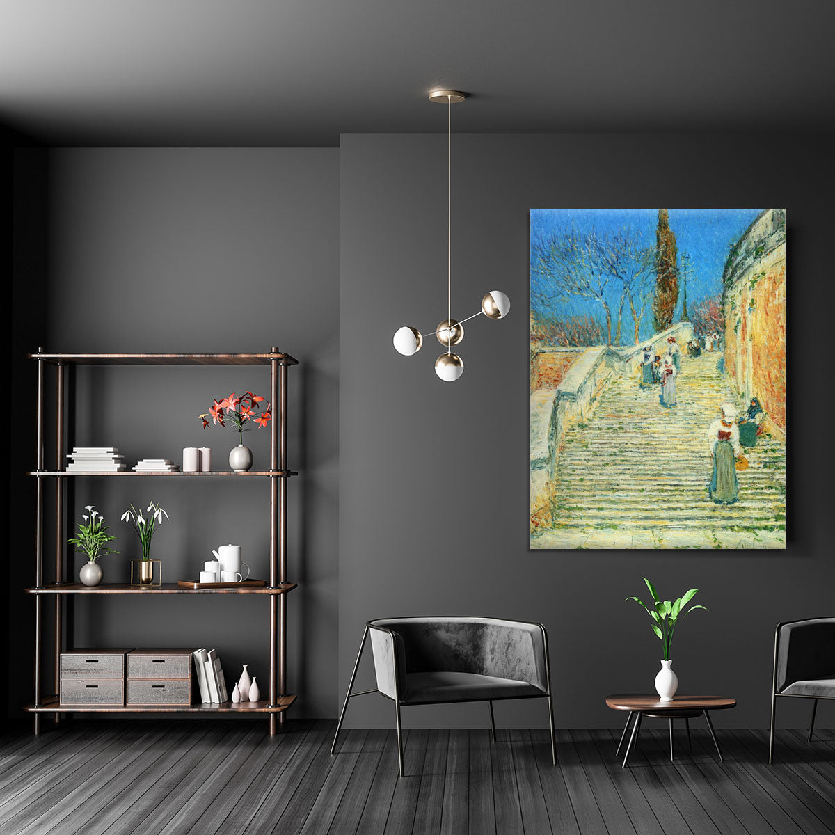 Piazza di Spagna Rome by Hassam Canvas Print or Poster - Canvas Art Rocks - 5