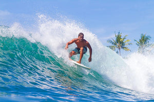Picture of Surfing a Wave Wall Mural Wallpaper - Canvas Art Rocks - 1