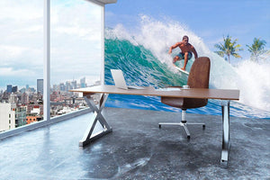 Picture of Surfing a Wave Wall Mural Wallpaper - Canvas Art Rocks - 3