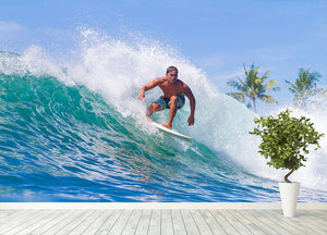 Picture of Surfing a Wave Wall Mural Wallpaper - Canvas Art Rocks - 4