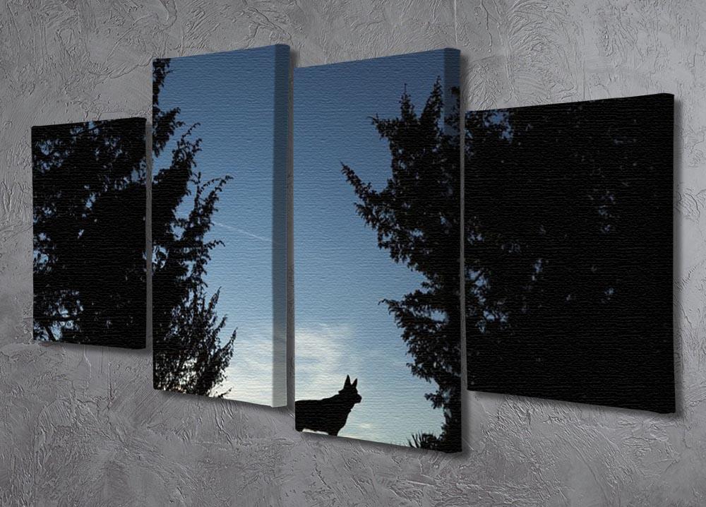Picture of a wolf dog at dusk. 4 Split Panel Canvas - Canvas Art Rocks - 2