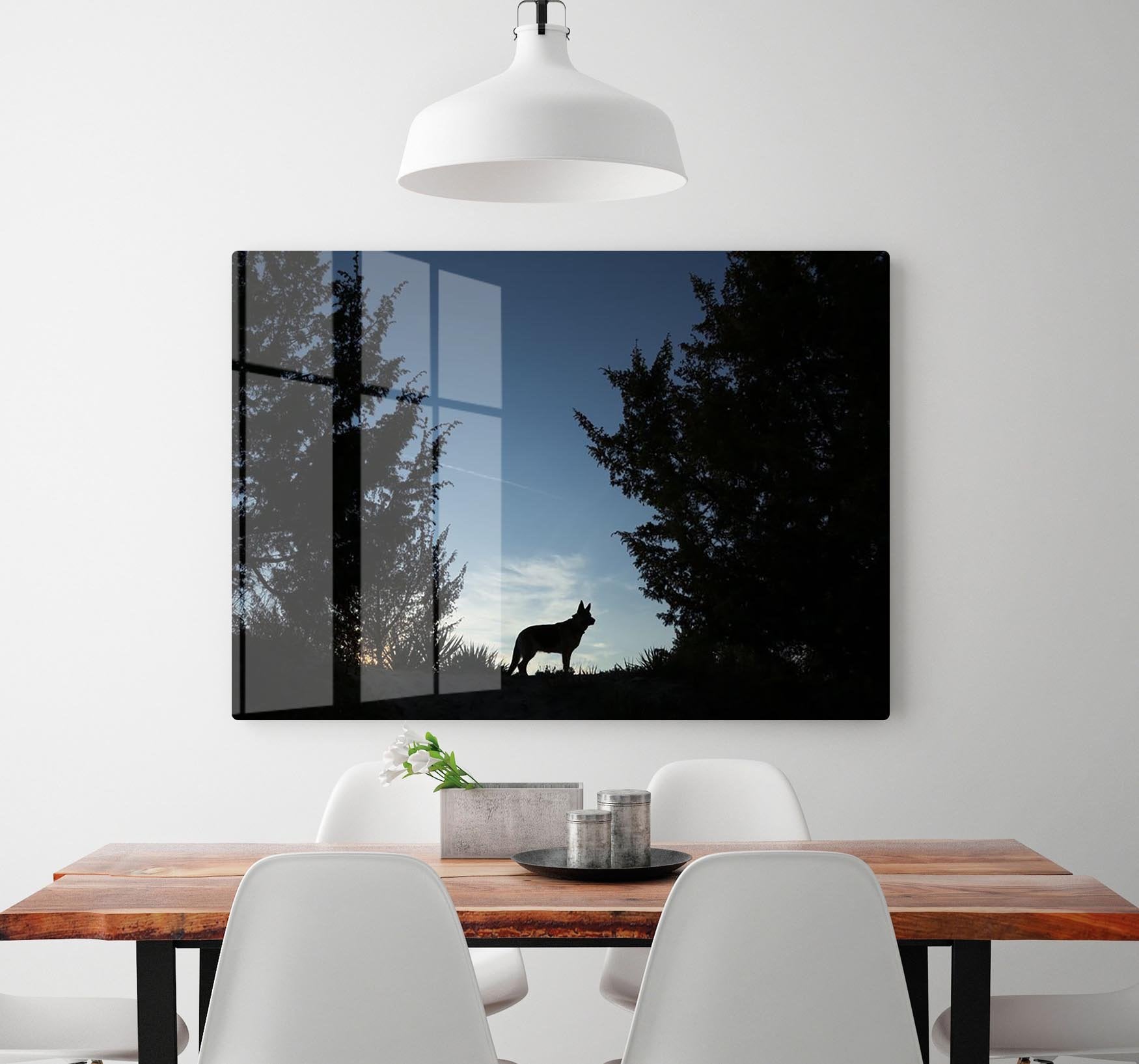 Picture of a wolf dog at dusk. HD Metal Print - Canvas Art Rocks - 2