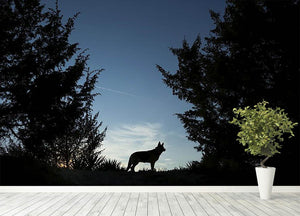 Picture of a wolf dog at dusk. Wall Mural Wallpaper - Canvas Art Rocks - 4