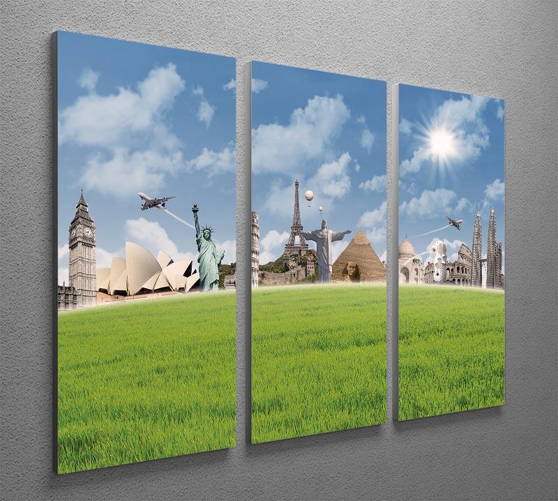 Picture of different landmarks 3 Split Panel Canvas Print - Canvas Art Rocks - 2