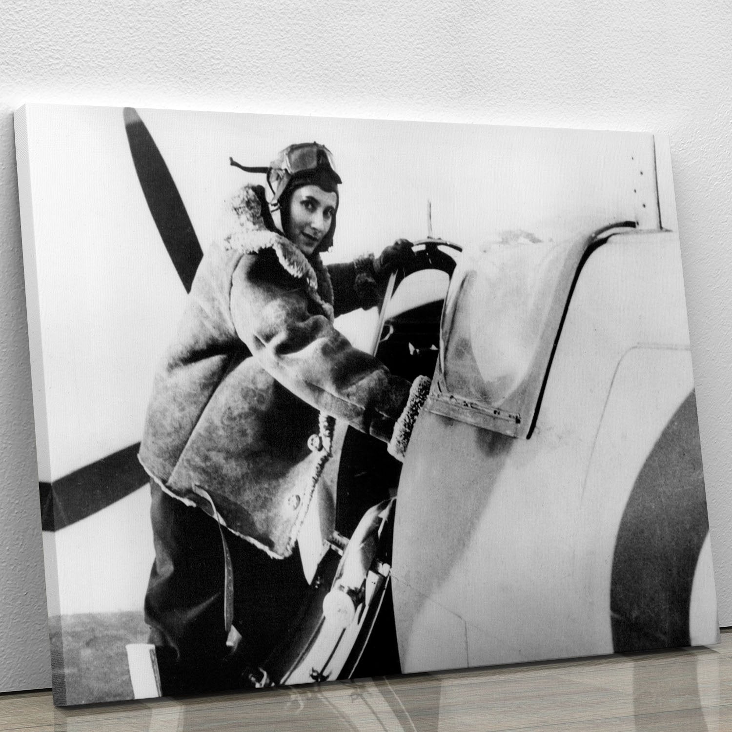 Pilot collecting a Spitfire plane Canvas Print or Poster
