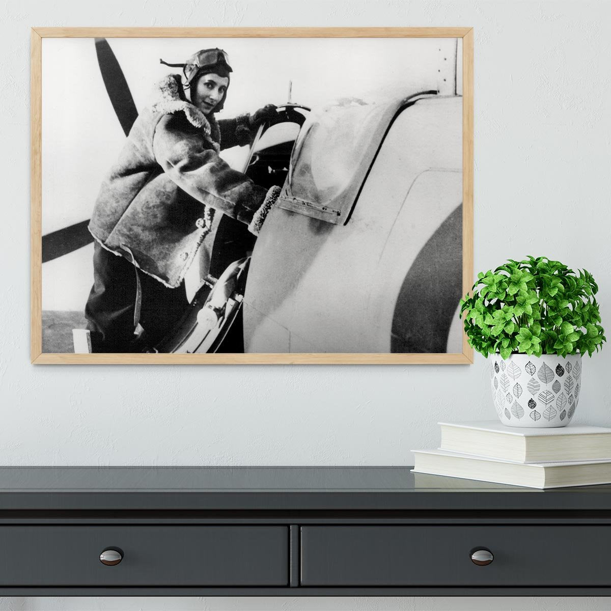 Pilot collecting a Spitfire plane Framed Print - Canvas Art Rocks - 4