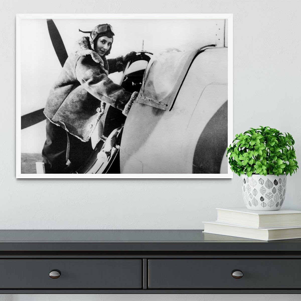 Pilot collecting a Spitfire plane Framed Print - Canvas Art Rocks -6
