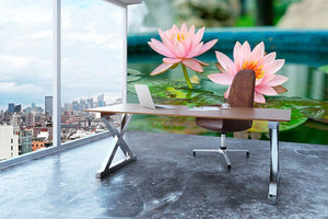 Pink Lotus or water lily in pond Wall Mural Wallpaper - Canvas Art Rocks - 3