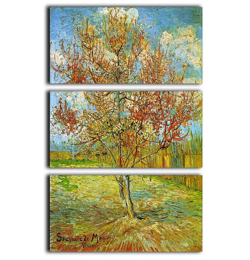 Pink Peach Tree in Blossom Reminiscence of Mauve by Van Gogh 3 Split Panel Canvas Print - Canvas Art Rocks - 1