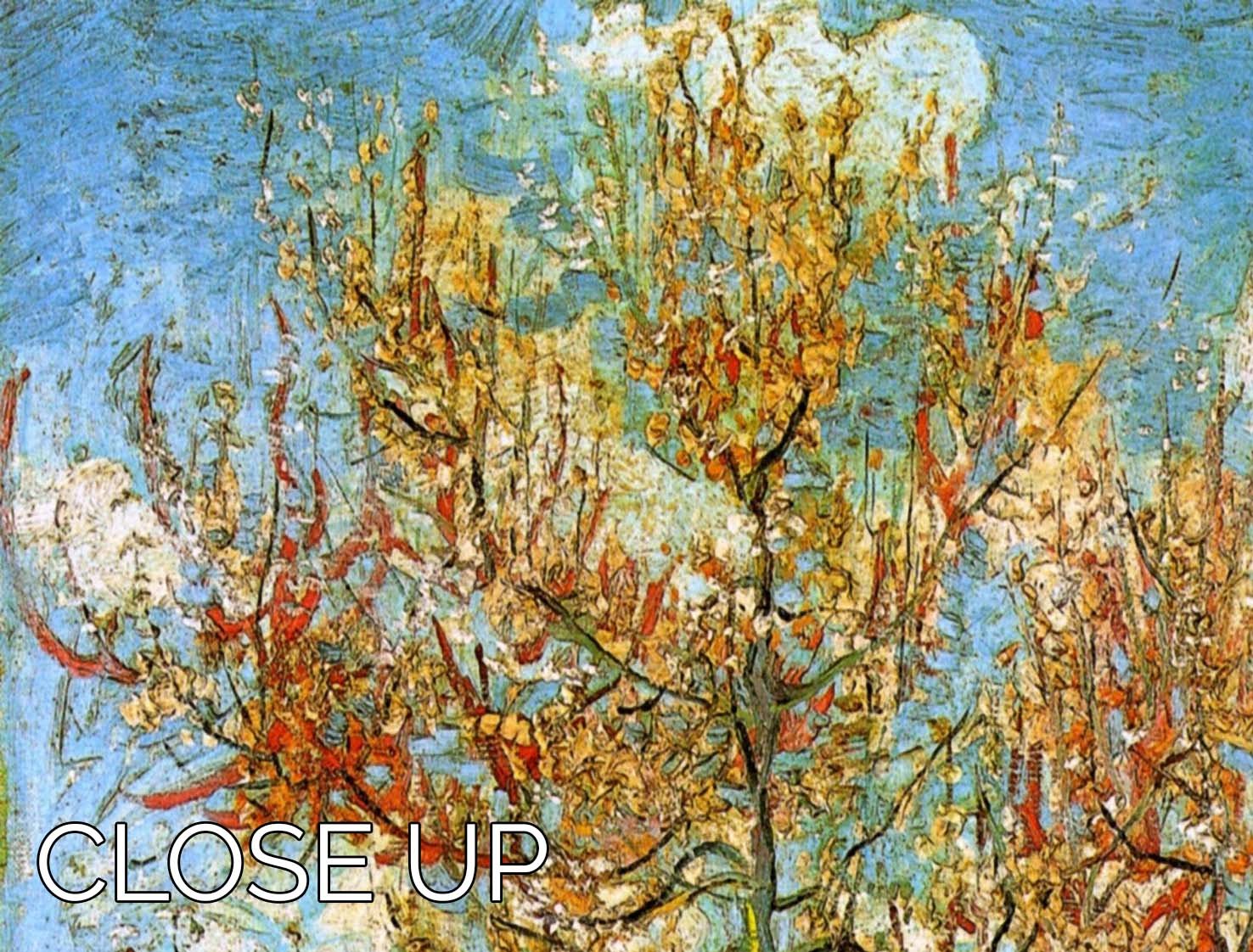 Pink Peach Tree in Blossom Reminiscence of Mauve by Van Gogh 3 Split Panel Canvas Print - Canvas Art Rocks - 3