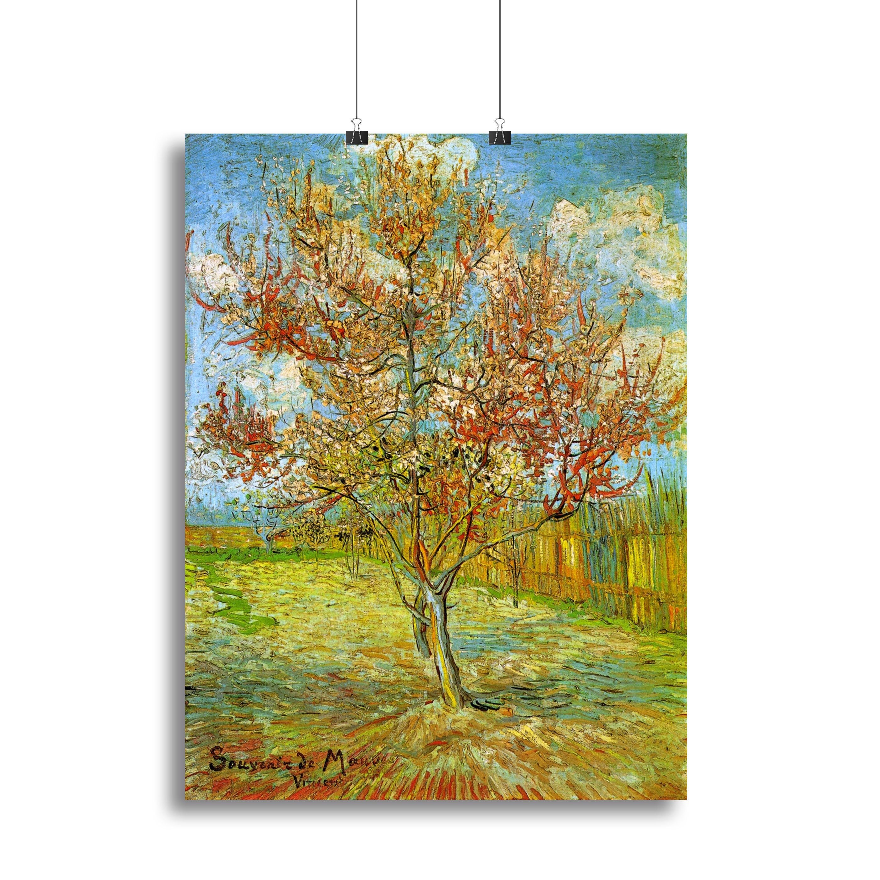 Pink Peach Tree in Blossom Reminiscence of Mauve by Van Gogh Canvas Print or Poster