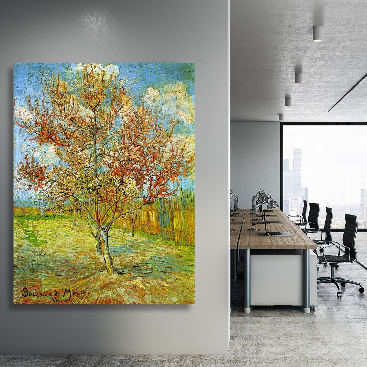 Pink Peach Tree in Blossom Reminiscence of Mauve by Van Gogh Canvas Print or Poster