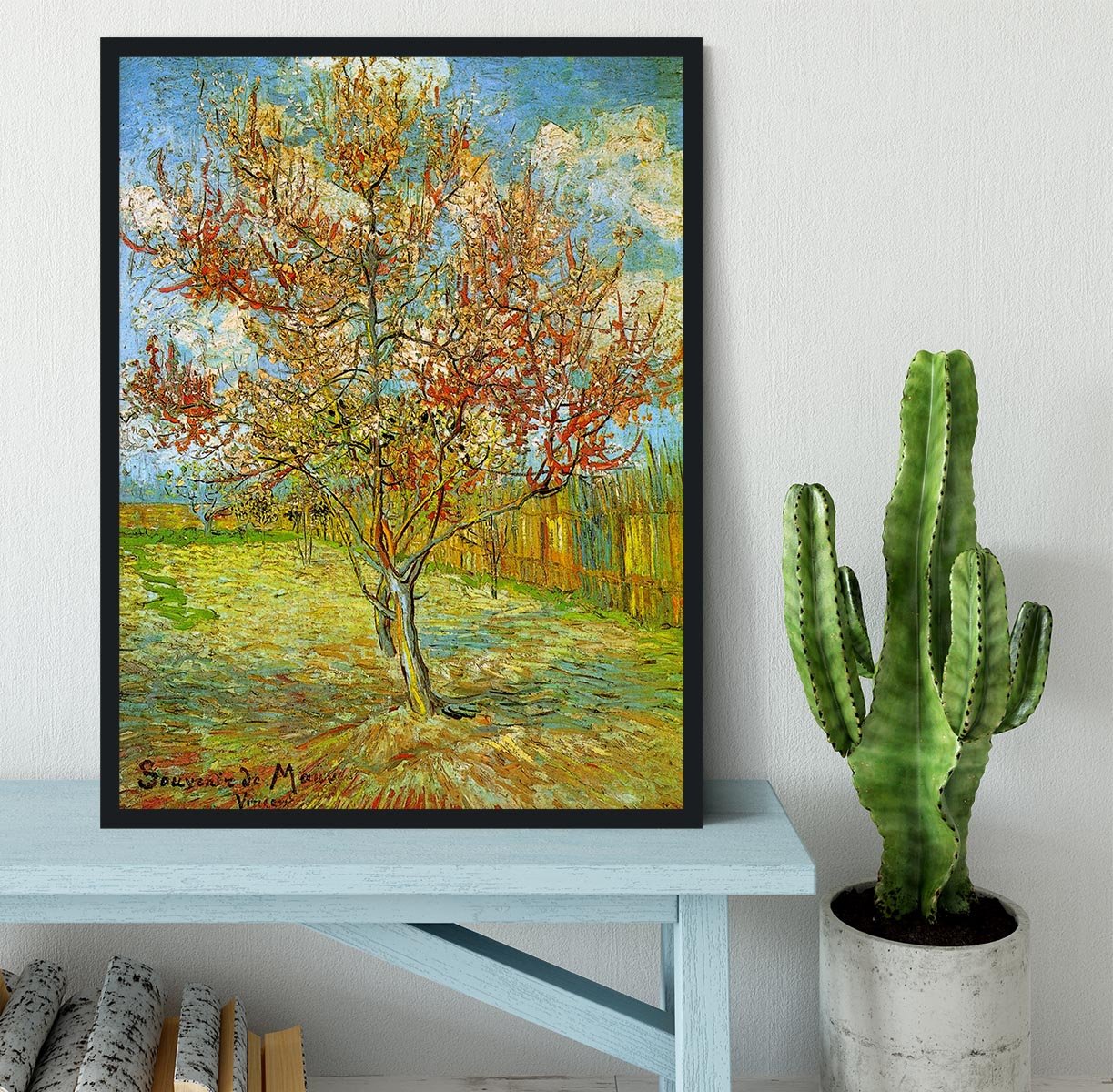 Pink Peach Tree in Blossom Reminiscence of Mauve by Van Gogh Framed Print - Canvas Art Rocks - 2