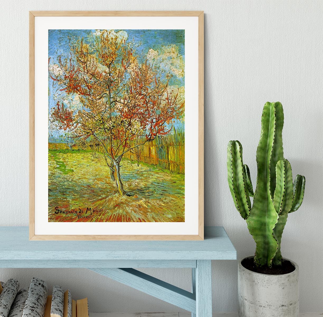 Pink Peach Tree in Blossom Reminiscence of Mauve by Van Gogh Framed Print - Canvas Art Rocks - 3