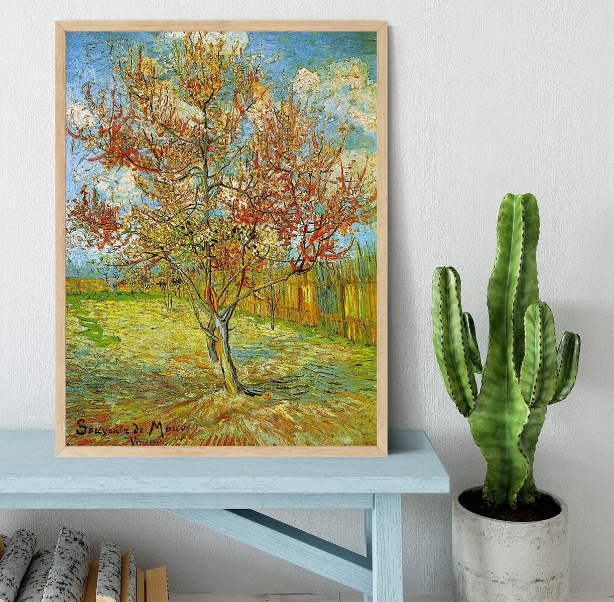 Pink Peach Tree in Blossom Reminiscence of Mauve by Van Gogh Framed Print - Canvas Art Rocks - 4