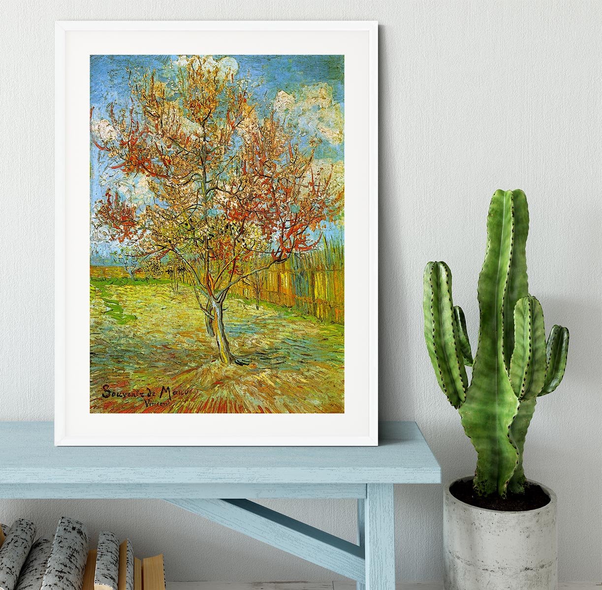 Pink Peach Tree in Blossom Reminiscence of Mauve by Van Gogh Framed Print - Canvas Art Rocks - 5