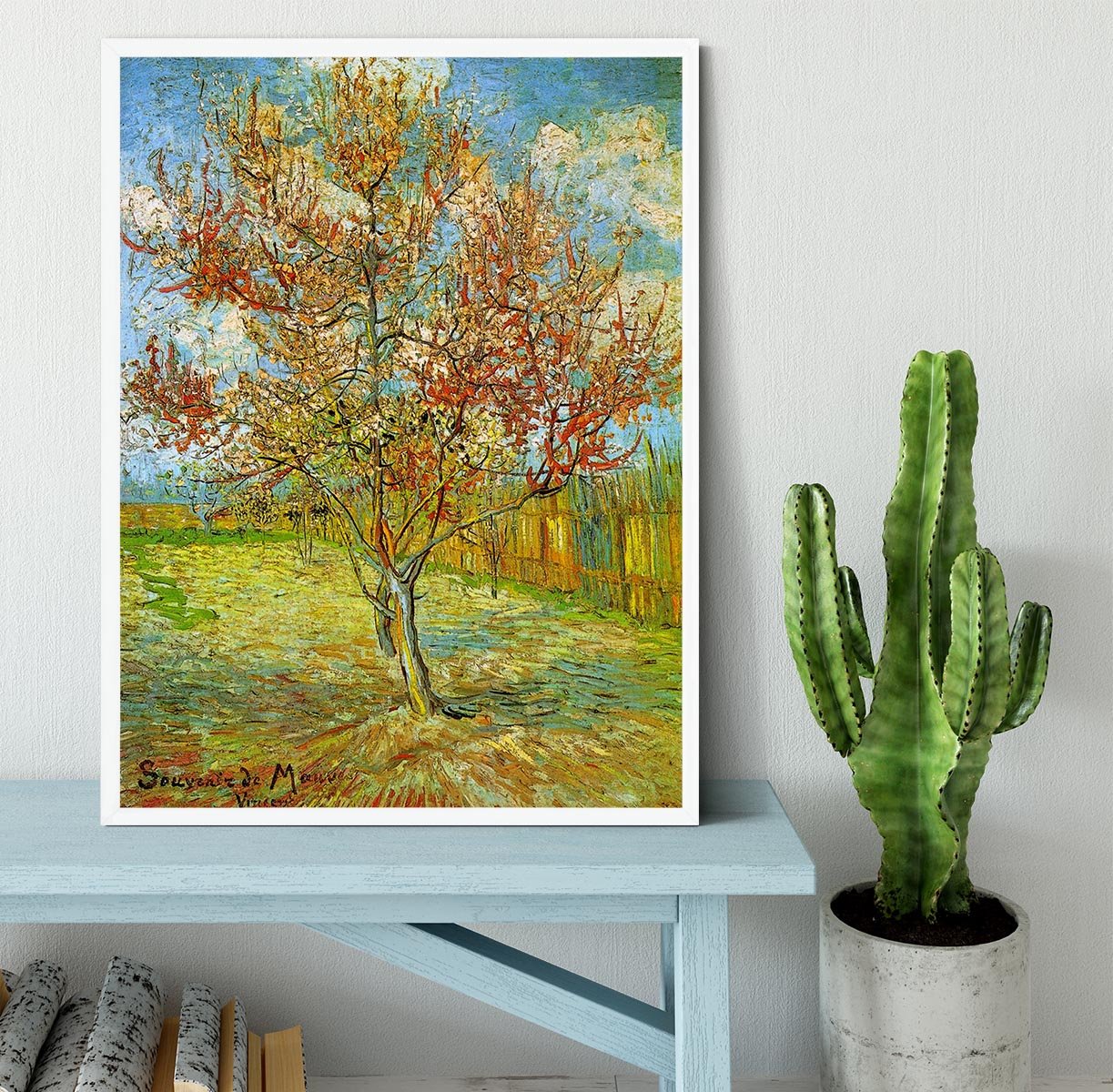 Pink Peach Tree in Blossom Reminiscence of Mauve by Van Gogh Framed Print - Canvas Art Rocks -6
