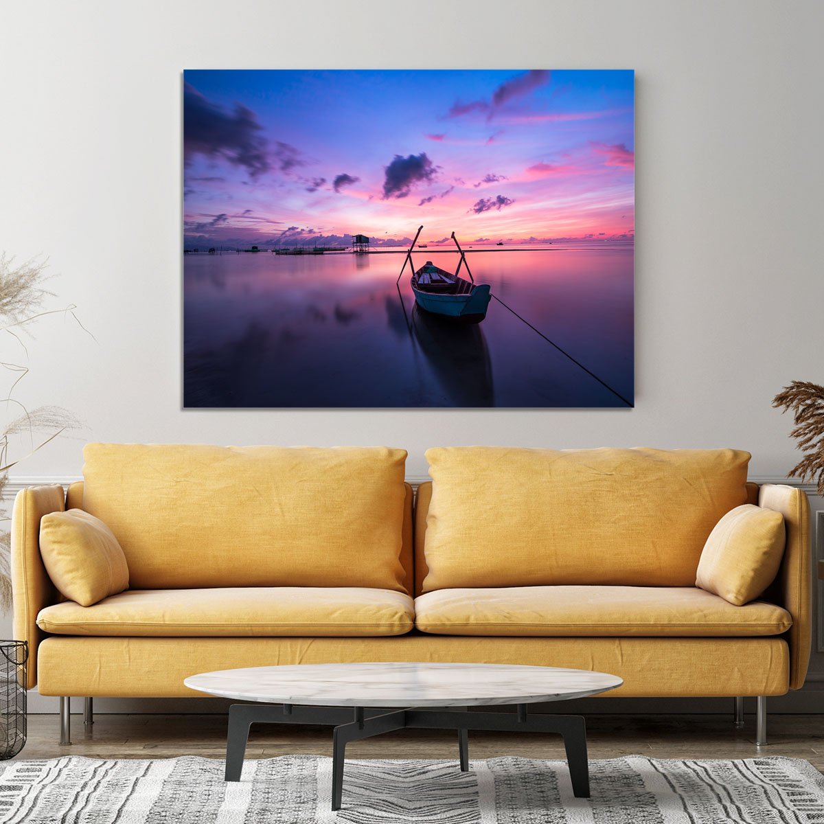 Pink Sunrise Over Lake Canvas Print or Poster