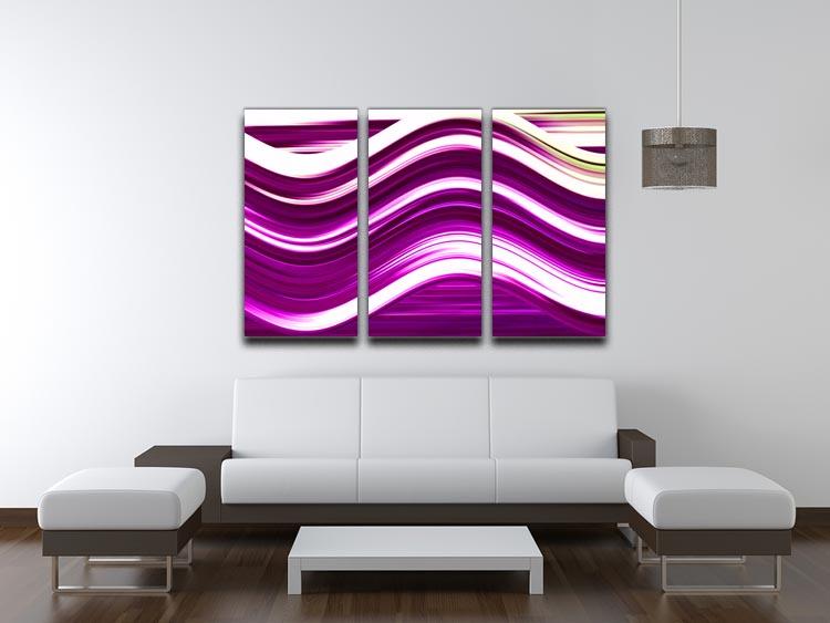 Pink Wave 3 Split Panel Canvas Print - Canvas Art Rocks - 3