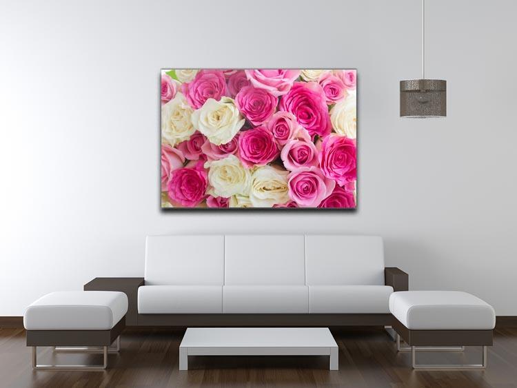 Pink and white fresh rose flowers Canvas Print or Poster - Canvas Art Rocks - 4