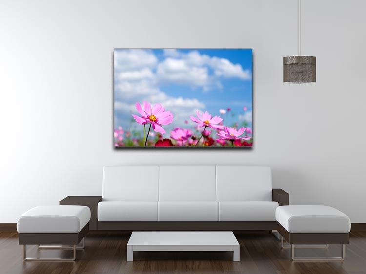 Pink cosmos field and sky Canvas Print or Poster - Canvas Art Rocks - 4