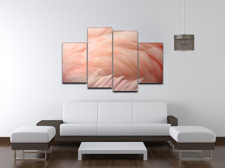 Pink flamingo feathers 4 Split Panel Canvas - Canvas Art Rocks - 3