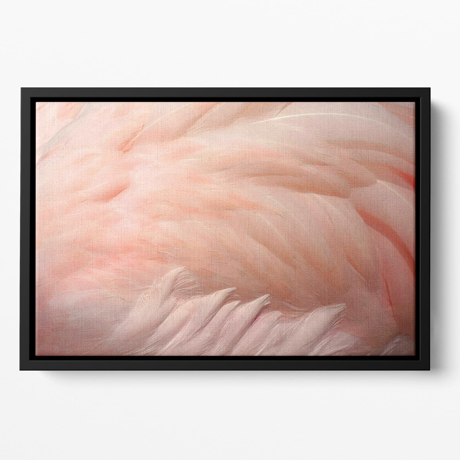 Pink flamingo feathers Floating Framed Canvas - Canvas Art Rocks - 2