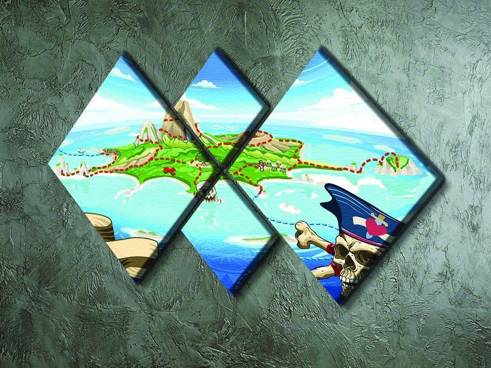 Pirate Cove Island Treasure Map 4 Square Multi Panel Canvas - Canvas Art Rocks - 2