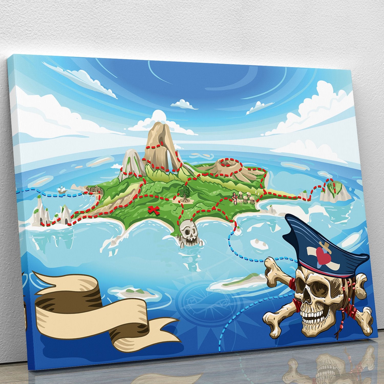 Pirate Cove Island Treasure Map Canvas Print or Poster