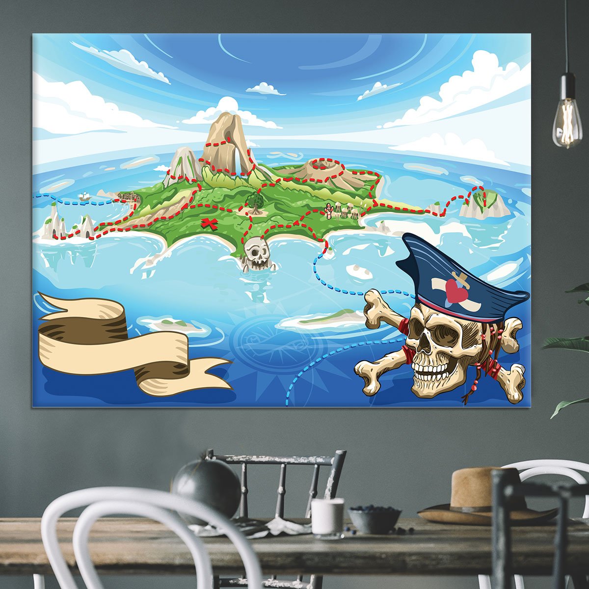 Pirate Cove Island Treasure Map Canvas Print or Poster