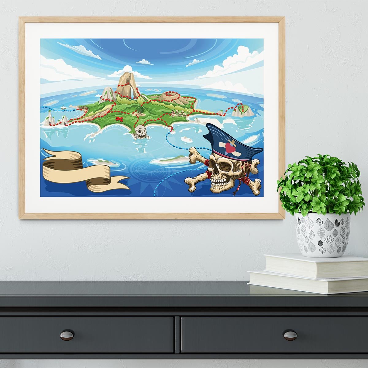 Pirate Cove Island Treasure Map Framed Print - Canvas Art Rocks - 3