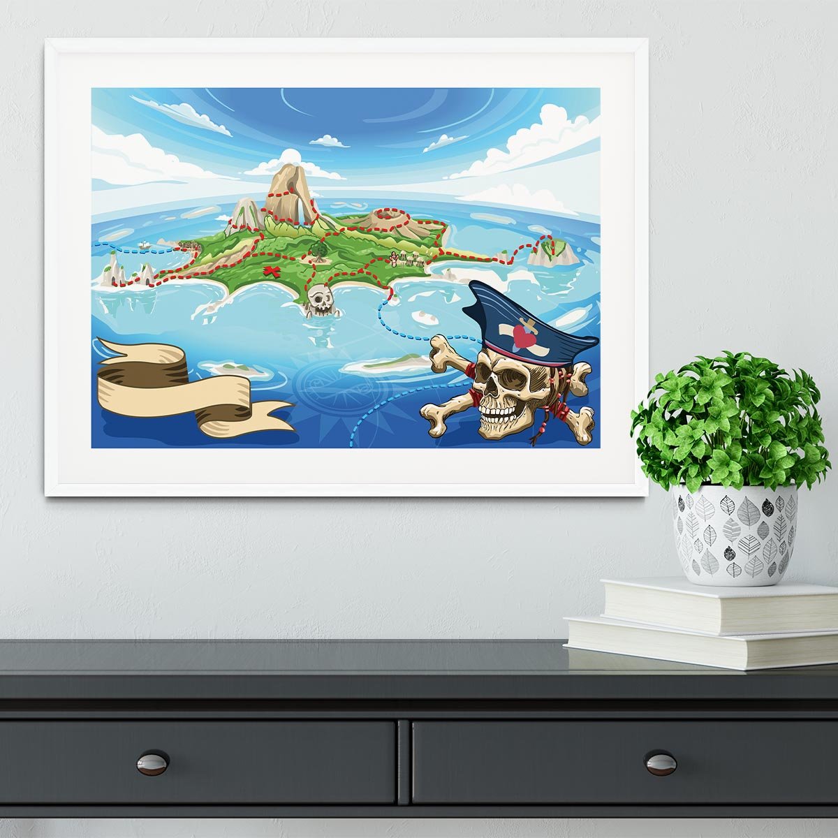 Pirate Cove Island Treasure Map Framed Print - Canvas Art Rocks - 5