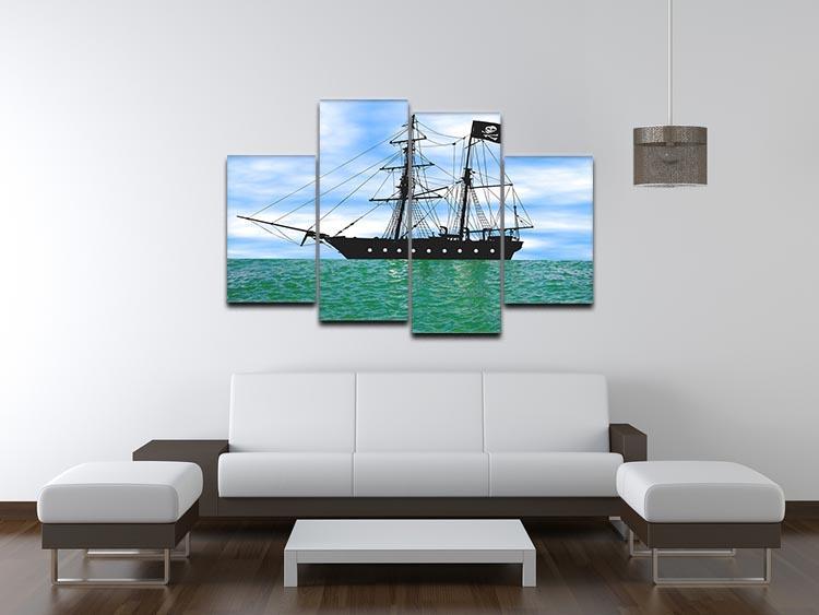 Pirate ship at anchor 4 Split Panel Canvas - Canvas Art Rocks - 3
