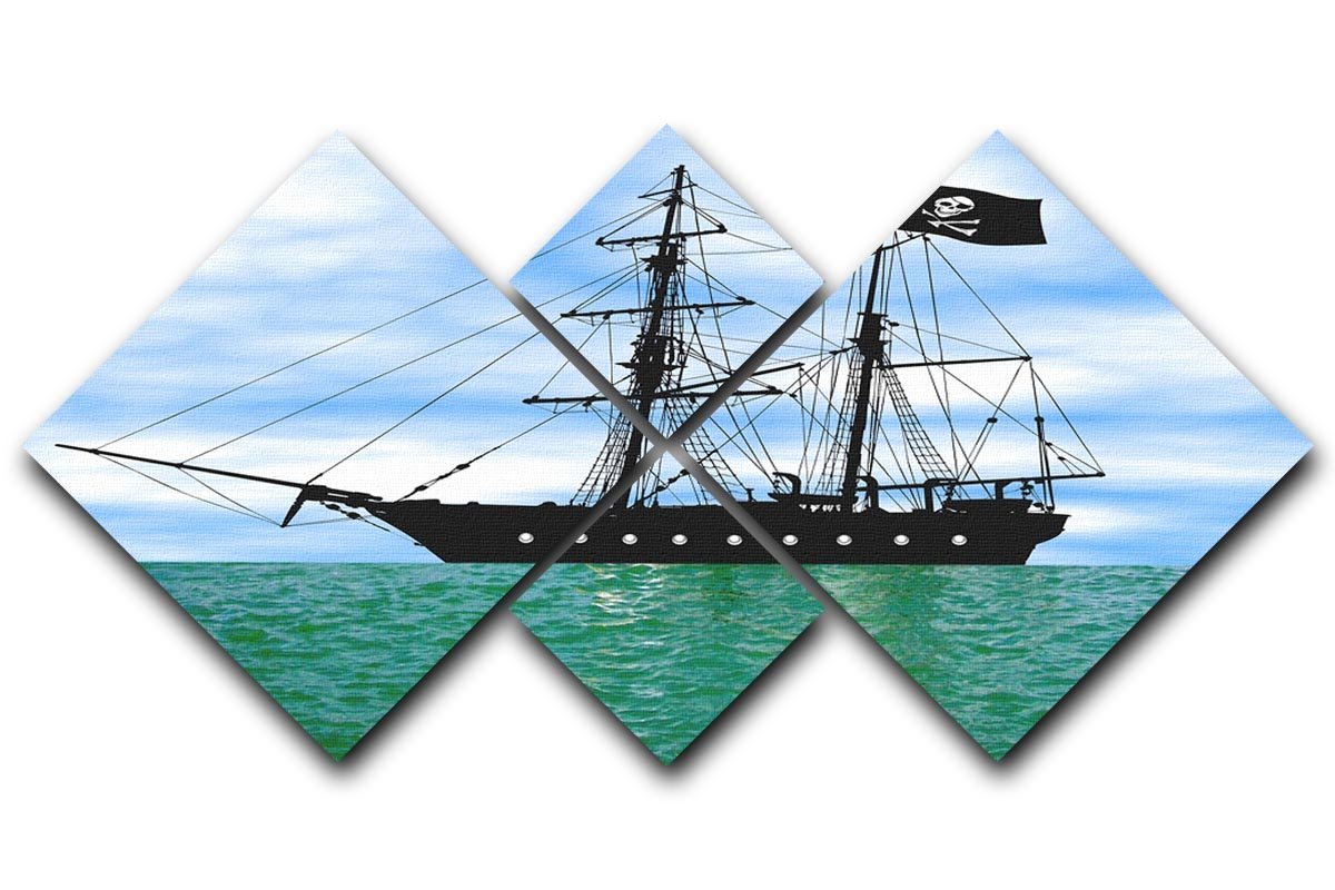 Pirate ship at anchor 4 Square Multi Panel Canvas  - Canvas Art Rocks - 1
