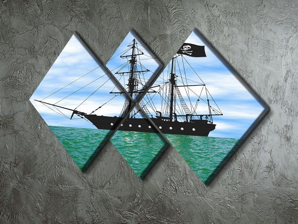 Pirate ship at anchor 4 Square Multi Panel Canvas - Canvas Art Rocks - 2