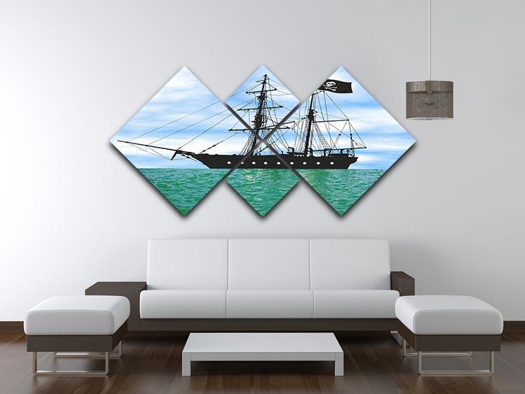Pirate ship at anchor 4 Square Multi Panel Canvas - Canvas Art Rocks - 3